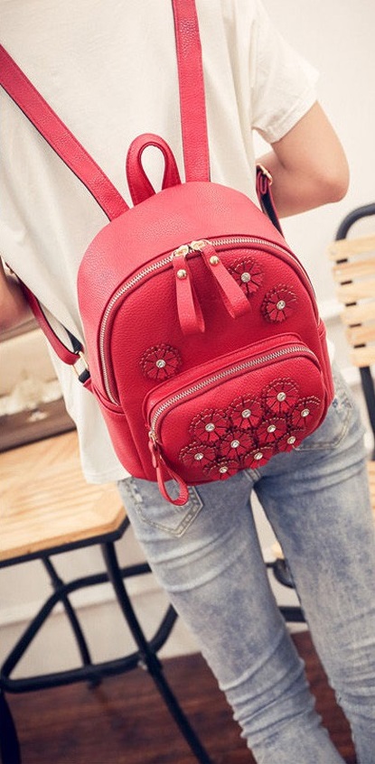 KW80341 Flowers Cute Backpack Red